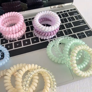 4 Pcs Hair Ties No Damage Thick High Elasticity Colorful Spiral Hair Ties Student Girl Accessories Pengikat Rambut 电线发圈