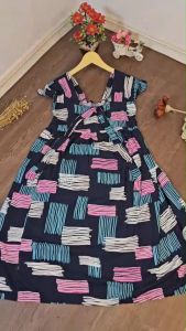 Daster Rayon Daster Viral Kekinian Rayon Murah Rampel Jumbo LD 120 Baju Daster Ruffle Lengan Pendek Daster Motif Non Busui