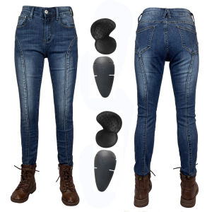 Womens Blue Motorcycle Jeans | Abrasion-Resistant Riding Pants with Reinforced Safety Armor