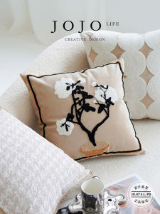 JOJOS L. PD. Embroidered Velvet Pillowcase Sample Room Living Room Sofa Cushion Cover Square Shape Home Decorative Accessory