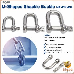 Digeo D-Type/U-Shaped Shackle Buckle D Ring Lock Bow Shackle Wire Rope Fastener Hardware Accessorie M4 M6 M8