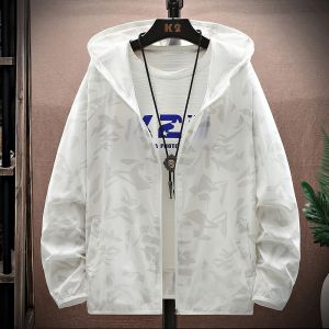 ROMON | Lormen Mens Ice Silk Sun Protection Clothing Summer Thin Casual Outdoor Fishing Jacket Anti-Uv Loose Fit Modern Style Zipper