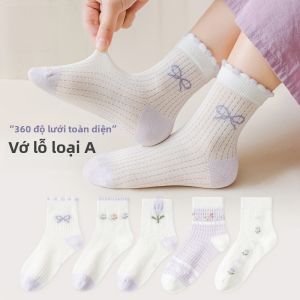 MiiOW | Tất trẻ em Ice Silk thoáng khí mỏng mùa xuân hè chống mùi tất lưới ngắn không xương cotton polyester nylon thoải mái