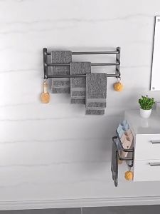 Tempat Handuk Kamar Mandi Rak Handuk Tempat Aluminium Gantungan Handuk Rak Organizer 3 Tingkat Dinding Tempel