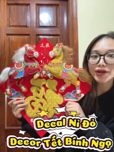 Tấm decal tranh dán ngựa Phúc Lộc Mã Đáo 2026 trang trí nhà cửa hàng Tết Bính Ngọ decor 3d quà tặng đẹp rẻ may mắn thành công phong thủy