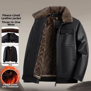 TUCANO | Faux Fur Collar Warm Durable Leather Jacket for Fathers