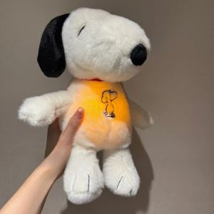 New Baby Breathing Soothing Snoopys White Dog Plush Doll Sleeping Companion Music and Light Doll Sensory Stuffed Toy Kids Gift