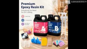1:1 Crystal Clear Epoxy Resin Kit 1000ml Total Low Odor No VOCs Epoxy Resin AB Glue Set for DIY Craft Jewelry Casting Coating