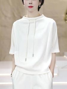 Áo Thun Tay Ngắn Cổ Cao Màu Trắng Thời Trang Mùa Hè 2025 Mới Cho Nữ Cotton Nguyên Chất Đa Năng Cổ Đứng Áo Thun