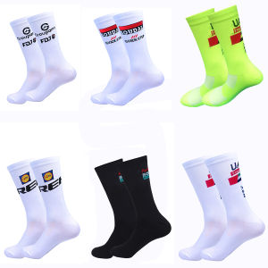 12 Colors New Quick Step Team Cycling Socks Men Women White UAE Quick Dry Mid-calf Football Socks Sports Running Bike Socks