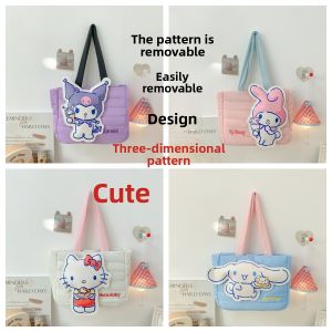 Adorable Large Capacity Purple down Handbag Single Shoulder Bag Cartoon Pachat Dog Design Fashionable Tote Bag for Daily Use
