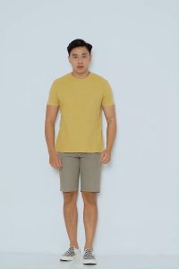 Kale Waffle T-shirt Cotton Viscose Waffle Asian Fit | Soft Yellow