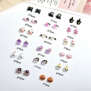 50PCS Creative นวัตกรรมผ้าพันคอหัวใจเทียนเรซิ่นเล็บ Charms Kawaii Angel ปีศาจฮาโลวีน Series ตกแต่งเล็บ DIY