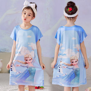 Princess Elsa Nightgown Childrens Sleepwear Ice Age Princess Dress Toddler Girls Home Clothes Polyester Fiber A-Class Safety