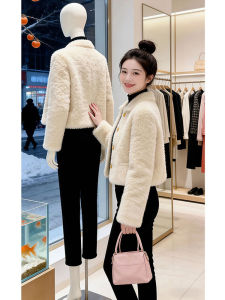 Shalldoer | Apricot Gentle Style Short Lamb Fur Coat Warm Anti-Aging