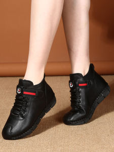 Giày Cao Đến Đầu Gối Đế Phẳng Bằng Da Thật Cho Phụ Nữ Giày Thể Thao Thường Ngày Chống Trượt Cho Phụ Nữ Trung Niên Và Người Cao Tuổi