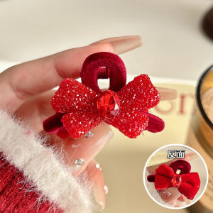 กิ๊บติดผมโบว์ผีเสื้อสีแดงสำหรับเด็ก กิ๊บติดผมประดับเพชรสำหรับเด็กผู้หญิง ของขวัญปีใหม่สำหรับเด็ก ของเล่นเสริมทักษะการดูแลตัวเองสำหรับเด็ก