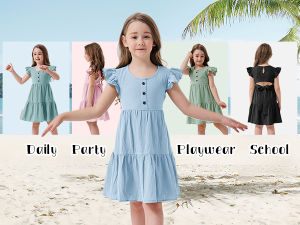 lontakids Toddler Girl Dress Ruffle Sleeveless Summer Cotton Dress Baby Girl Casual Party Dresses Kids Backless A-line Sundress 2-6 Years ﻿