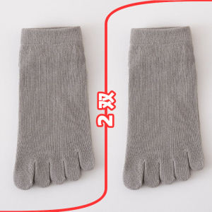 ถุงเท้าผู้หญิงห้านิ้ว ถุงเท้าสั้นดูดซับเหงื่อ ถุงเท้าคอตตอนสีพื้นแบบลำลอง ถุงเท้าหุ้มข้อสั้นแบบหุ้มข้อลึก