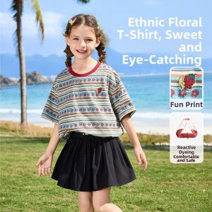 Ask Junior | Chinese Hanfu Style Ethnic Girls Short Sleeve T-Shirt