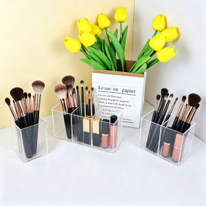 Transparent Makeup Tools Storage Display Box Case Lipstick Beauty Cosmetic Tool Pen Holder Storage Desktop Compartment Organizer