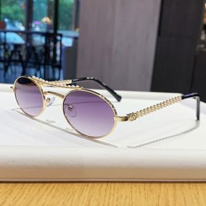 Fashion Brand Small Oval Pearl Frame Sunglasses for Women New Vintage Luxury Elegant Sun Glasses Ladies Outdoor Uv400 Eyewear