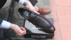 Giày tây nam trung niên - hàng cao cấp chính hãng HK.STORE - da đẹp mềm mịn đế kêp cao cấp sang xị mịn