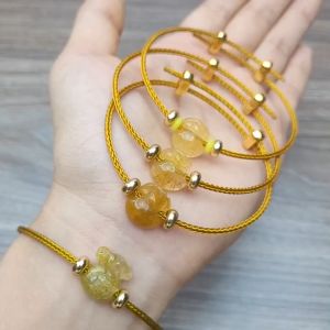 Q912 Vòng Túi Tiền Thạch Anh Tóc Vàng dây cáp Thổ và Kim - Phong Thuỷ TUDO P