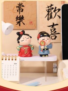National Trendy Style Tang Xiaoyuan Resin Decorations Creative Ladies Chinese Ancient Style Girls Table Decoration Furnishings Couple Doll Gift