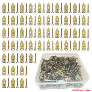 20/50/100/200Pcs Self-Drilling Drywall Anchors and Screws Zinc Plated Steel Hollow Wall Anchors and Screws