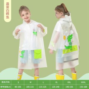 เสื้อกันฝนเด็กโปร่งใสแบบหนาโดยปลาทะเลขนาดเล็กวัสดุพลาสติกซอฟท์เคียวเหมาะสําหรับนักเรียนชั้นประถมศึกษาอายุ 10 ปี