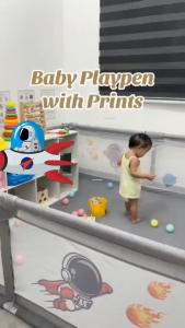 Playpark Playpen for Baby Indoor Painted Play Fence with Balls Queen/Double/King Size Steel Frame Playpen