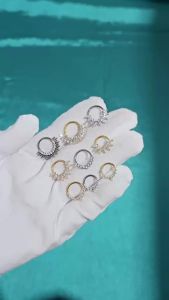 1PC Many Styles Marquise Heart Zirconia Nose Septum G23 Solid Titanium CZ Paved Ear Click Daith Traugs Conch Earring 16G