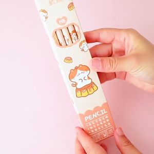 Hộp 10 Bút Chì Gỗ HB Kèm Tẩy Họa Tiết Dễ Thương Xinh Xắn Học Sinh