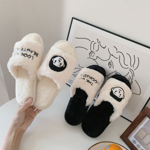Thin Strip Cotton Slippers Female Interior Home Use Warm Slugged Bottom Couple Winter Antislip Soft Bottom Stuffed Confinement Male