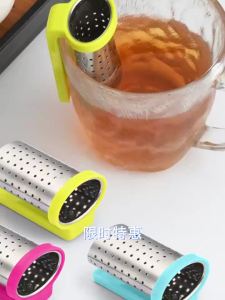[J] Colorful Stainless Steel Tea Infuser With Non Slip Silicone Handle And Fine Leak Proof Holes Perfect For Home Office Daily
