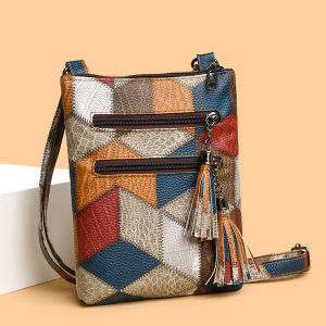 Vintage Double Tassels Womens Crossbody Bags For Holiday Gifts Soft PU Leather Small Handbags Designer Shoulder Bag For Ladies