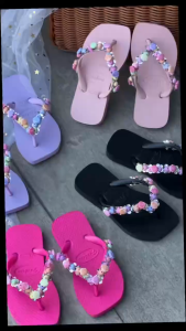 New Girls fashionable flat sandals comfortable flip-flops cute colorful seashell decorations slip-on waterproof material casual beach sandals 060523