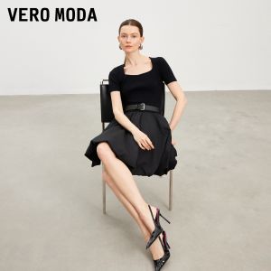 Vero Moda | New Short Sleeve Waist Accentuated Square Neck A-Line Flared Mini Dress