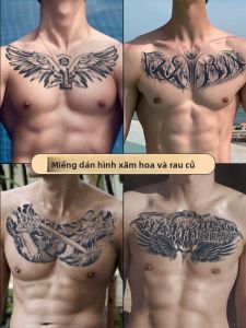 Miếng Dán Hình Xăm Ngực Cho Nam Chống Thấm Nước Lâu Trôi Thời Trang Cánh Tay Hình Xăm Mới Mẫu Cao Cấp Hình Lá Cây