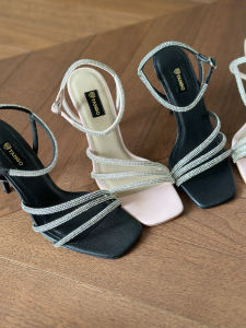 TANGO รองเท้าแฟชั่นสตรีรุ่น JULIE รองเท้าหนังแท้ ประดับด้วยเพชร ส้นสูง 4 นิ้ว สวยหรูหรา