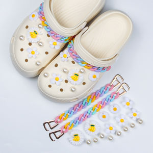 20Pcs/Set Crocs Charms Flower Shoe Buckle Detachable Pearl Buckle Shoe Chains Decoration for Crocs