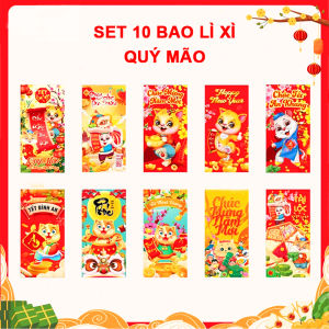 Bao lì xì Giáp Thìn 2024 cao cấp BBShine Set 10 bao lì xì Tết dày dặn họa tiết in sắc nét – LX005
