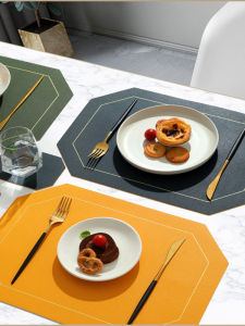 Nordic Style Western-Style Placemat Placemat Oil-Resistant Placemat PVC Plate Mat Pure Color Square Leather Waterproof Cup Mat Accessible Luxury