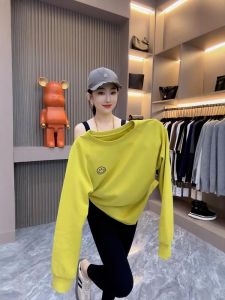 Elegant American Smiley Embroidery Pure Cotton Long Sleeve T-Shirt Womens Loose Mid-Length Slit Top for Early Autumn
