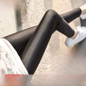 Ice Clean Grey Slimming High Waist Nine-Piece Pants Tight Glossy Summer Thin Womens Outerwear Comfortable Base Layer Trousers