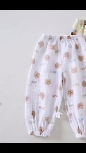 100% Cotton Gauze Mosquito-Repellent Baby Pants Elastic Cuff Summer Lightweight Long Pants for Infant Toddler Boys Girls