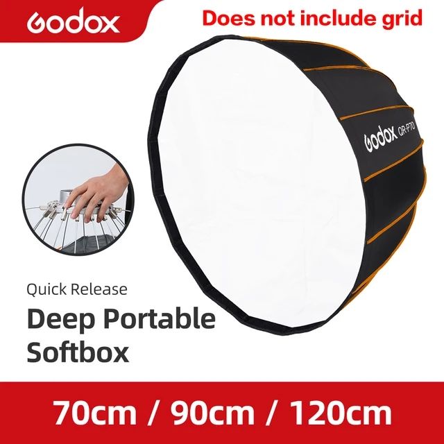 Godox QR P70 70CM QR P90 90CM QR P120 120CM Quickly Release Parabolic Deep Softbox Honeycomb