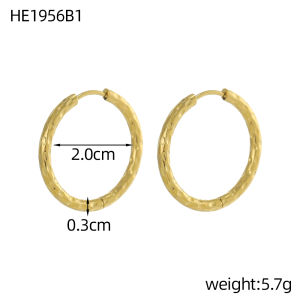 Classic Minimalist Stainless Steel Jewelry Gold Plated Small Round Huggie Hoop Textured Hammered Pattern Earrings for Women