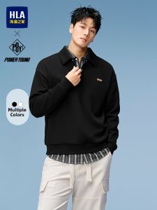 HLA | Áo Hoodie Nam Cổ Polo Bẻ Có Lớp Lông Cừu